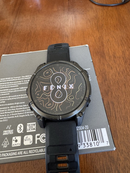 Garmin fēnix 8, 47 mm, AMOLED, Sapphire, Carbon Gray DLC Titanium +Black/pb Band