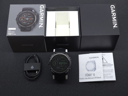 Garmin Fenix 8 Sapphire Solar 51mm Carbon Gray DLC Titanium Black Silicone Band