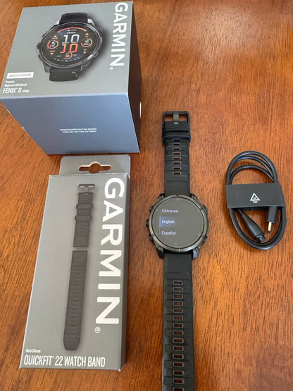 Garmin fēnix 8, 47 mm, AMOLED, Sapphire, Carbon Gray DLC Titanium +Black/pb Band