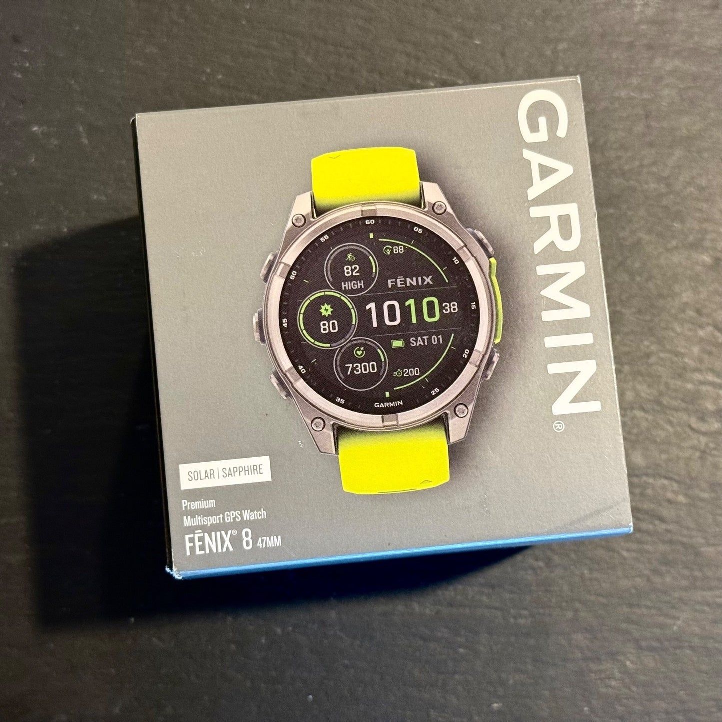 Garmin Fenix 8 Solar 47mm Sapphire Titanium Amp Yellow/Graphite Silicone Band