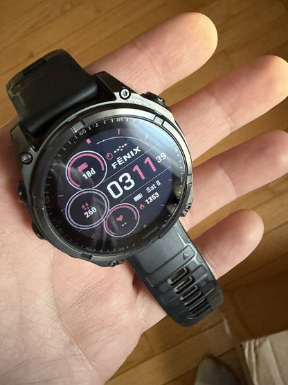 Garmin Fenix 8 Solar Sapphire Edition 47mm Black GPS with Black Band