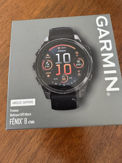 Garmin fēnix 8, 47 mm, AMOLED, Sapphire, Carbon Gray DLC Titanium +Black/pb Band